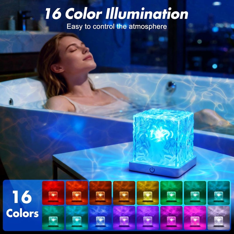 Bgmonster Rechargeable Shower Light No Wiring, 16 Color Changeable Ocean Wave Projector Light, Dimmable Waterproof Shower Lamp with Remote, Rotating Flame Water Ripple Lamp for Shower, Bathroom, Bedroom Decor - Image 2
